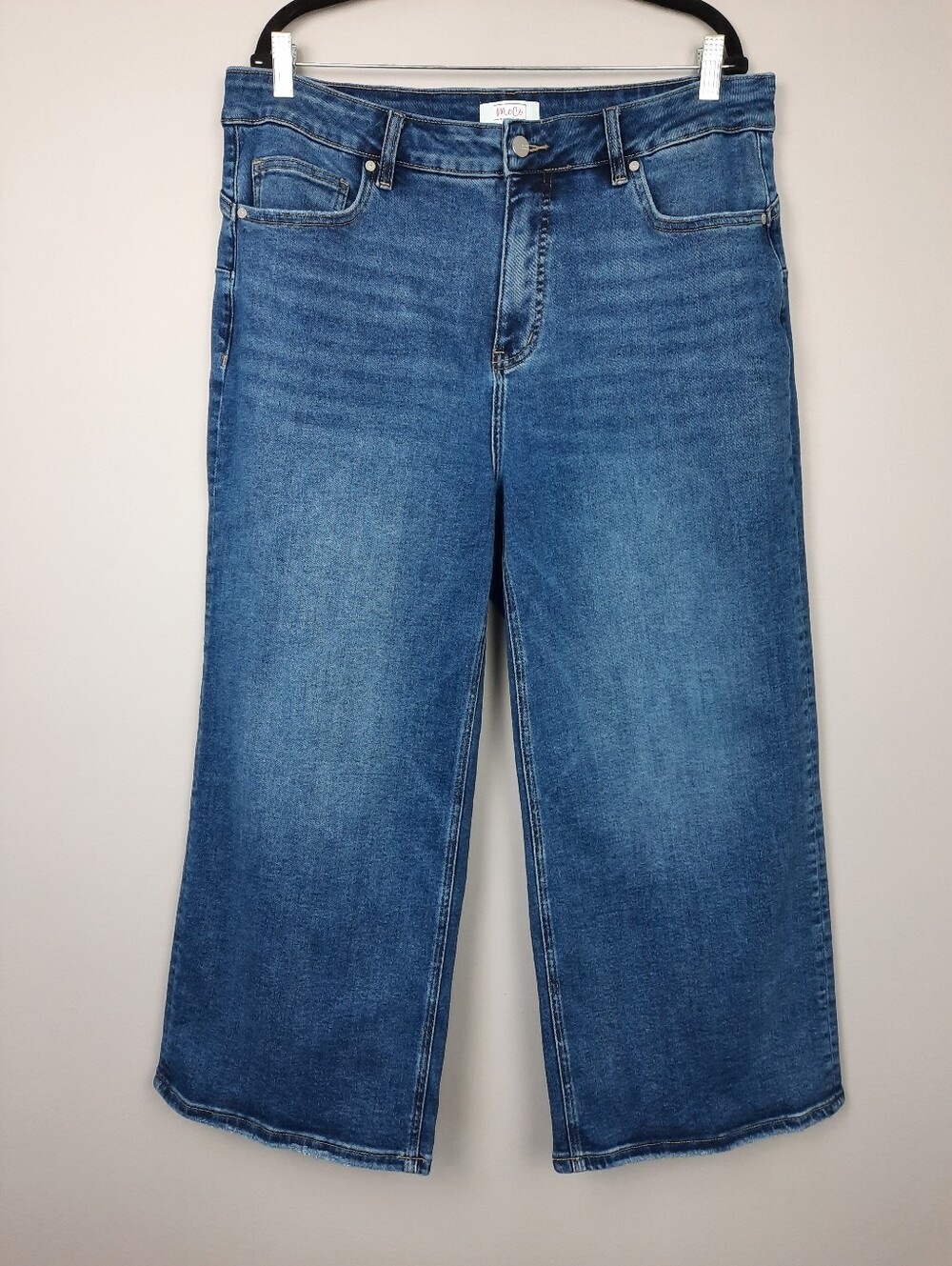MoCo Boutique Stretch Denim High Rise Cropped Wide Leg Jeans size 18W